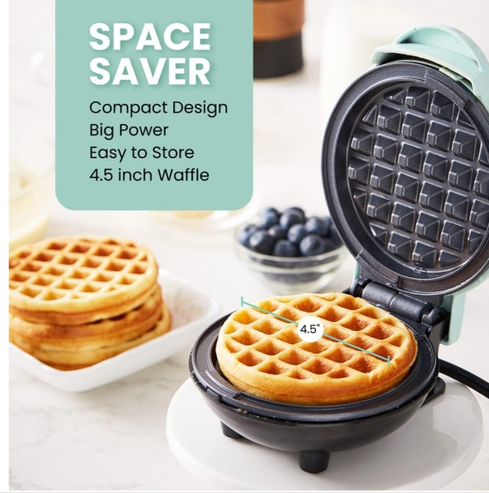 New Elite Gourmet Mint Green Waffle Maker